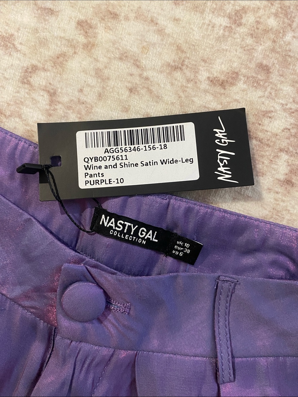Nasty Gal Purple Iridescent Wide-Leg Pants - Picture 3 of 6